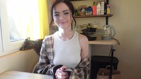 Petite nerdy girl dominates with rough anal pegging