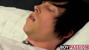 Passionate emo Tyler Bolt working on his ass with a dildo