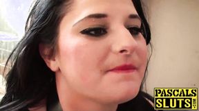 ”Sexy brunette babe Nicola Kiss gets some good muff drilling”