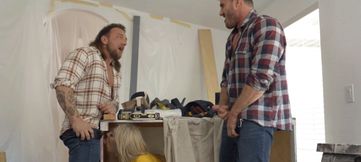 Two carpenter fuck my ass in a tiny hole