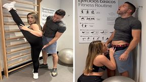 Cum-drenched personal trainer gets to ravage Mimi Boliviana's tight booty in steamy gym session