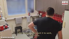 Young plumber gets seduced into first gay cock session busting sink