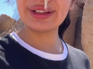 "I don't care if they all watch me, just cum all over my glasses"