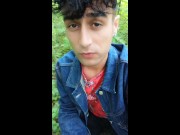 Twink drinks cruiser´s used condom