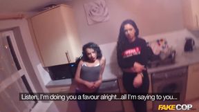Fake Cop - Sasha Kas &amp; Channel Get Into a Heated Dispute but Quickly Settle When a Fake Cop Joins for a 3some