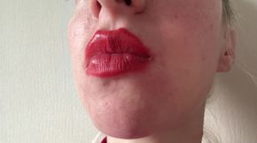 POV eat with red lipstick