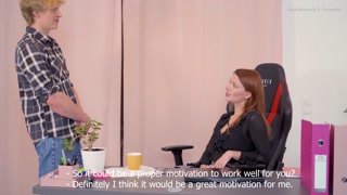 Employee's been called on the carpet to his SEXY BOSS and he fucked HER ASS ;)