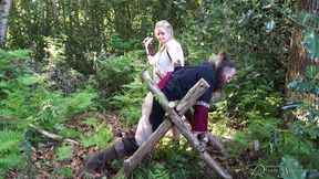 Viking Queen Punishment - Mistress Iceni, Jamie Fenrir, spanking, belt, punishment, outdoors, mp4