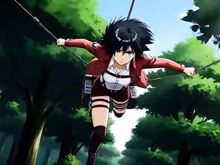 Mikasa Ackerman Hardcore Anal Sex with Titan Eren Yeager Outdoors in the Forest - AI Generation Anal