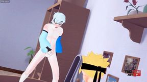 Boruto destroyed by Inojing while Mitsuki watches cumming hard