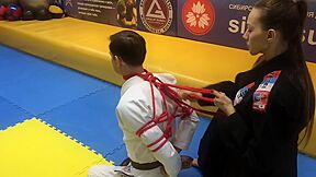 Boy Get Tied By Karate-woman