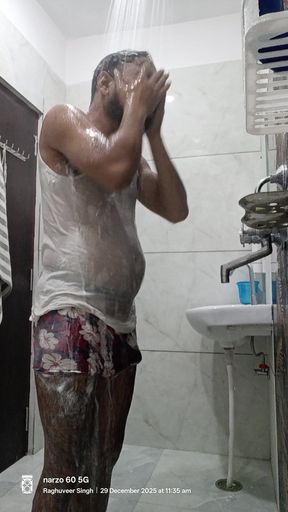 Man Enjoys Shower