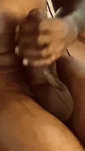 Home Alone Stroking My Big Black Cock Slowly and Fast