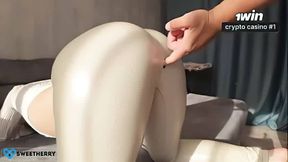 Mouth-watering sight of the flawless bootie in leather leggings, doggystyle action with the massive dick - hot, raunchy sex!