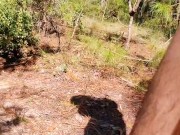 walking down a nature trail with my dick hanging out