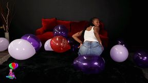 Amaryah Sit Pops 16-inch Balloons in Jeans 4k (3840X2160)