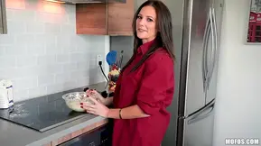 Brown-eyed housewife got assfucked on the kitchen table