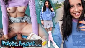 Slim natural Italian college student uses her nice tits and small ass for quick cash