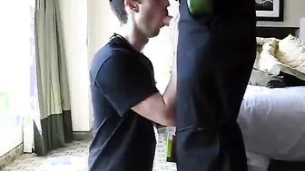 Twink face fucked in motel room until he takes a mouthful