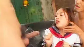 Kinky Asian bukkake with a submissive girl covered in cum