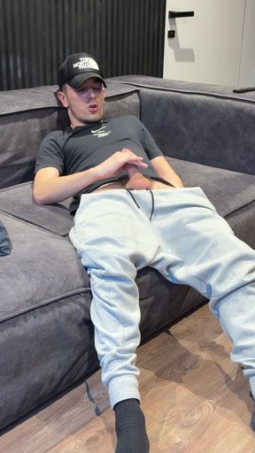 Key moment from "Dude jerked off big cock after college"