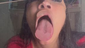 SEE THAT BIGGEST TONGUE LICKING THE GLASS part 1 BY KIARA FULL HD