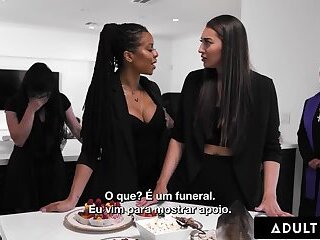 ADULT TIME - Bella Rolland Gives Up Free Use Pussy To Kira Noir At Public Wake! PORTUGUESE SUBTITLES