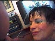 Messy facial after watching porn for my submissive mature wife