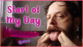 Raw Morning Routine | Full HD 1080p | Dildo Suck - Pee - Gag Reflex