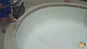 The pool guy satisfies the thick blonde with deep anal despite her having a boyfriend