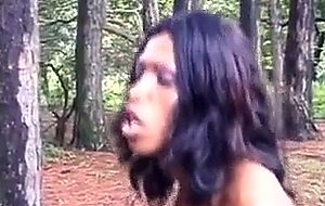 Black tranny screwing guy in public
