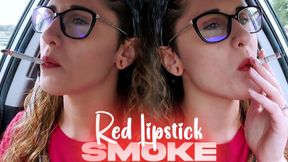 Red Lipstick Candid Car Smoke (UHD WMV)