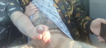 Fingering my dick in the car until I cum