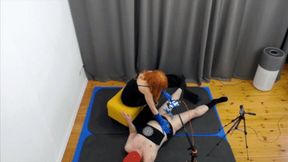 CBT with satin gloves, clothespins, toothbrush, vibrator and cumshot - 1014 Lea Pur gala date Part 2