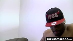 Gay amateur James' big black cock spits hot cum on face