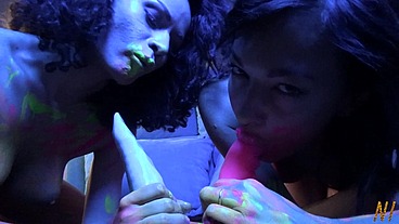 Home Party With Dildo - Lola Shine And Stacy Bloom lesbian fun.