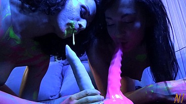 Home Party With Dildo - Lola Shine And Stacy Bloom lesbian fun.