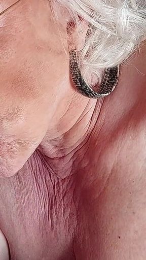 Horny Granny Fingers Wet Pussy to Shaking Orgasm