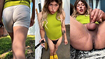 Fannyfemmboi being a naughty sissy, this whore loves to show off in public, she touches herself until she gets a creamy and delicious cumshot