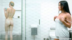 ”Im sharing a shower with my stepmommies Girlfriend”