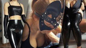 Fulfilling My Stepbrother&#039;s Wet Dream of Fucking a Leather Suit Girl