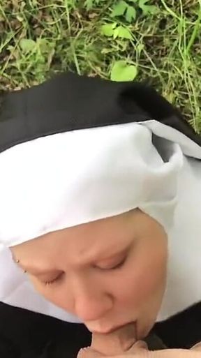 Dirty Nun Vilu Vidish Is Sucking Dick in the Forest