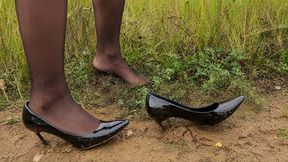 High Heels. Soft Ground. Bad Idea. My Stilettos Decided to Stay in the Field