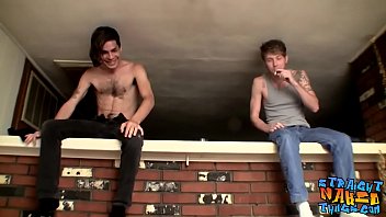 Handsome thugs tugging their hairy cocks passionately