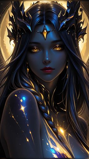Void Empress Rising From Dark Matter with Golden Astral Threads Cosmic Fantasy Ai Art Slideshow