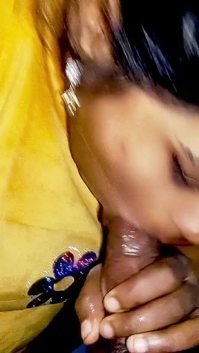 Cumshot in Mouth Indian Very Beautiful Bhabhi Blowjob with Clear Hindi Audio