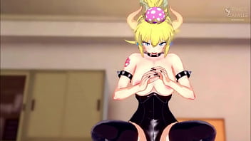 Horny bowsette masturbates you and wants to be penetrated afterwards.