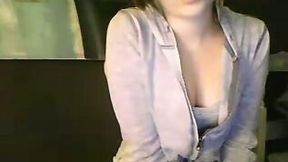 Petite brunette European hottie takes off her panties on webcam