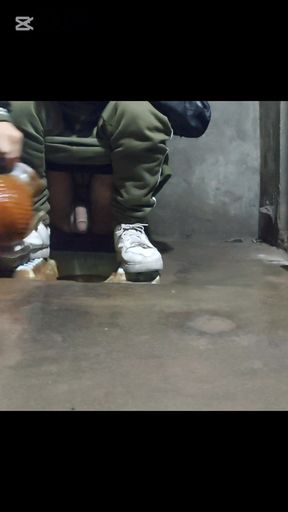 Twink Pakistani boy in public bathroom public toilet fingering masturbate