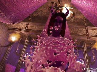 Cute angel takes a biggest load to the face from concupiscent futanari succubus